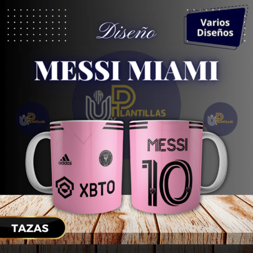 Plantillas para Tazas - Diseño Messi Miami