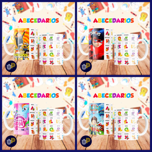 Plantillas para Tazas - Diseño Abecedario. - Imagen 5