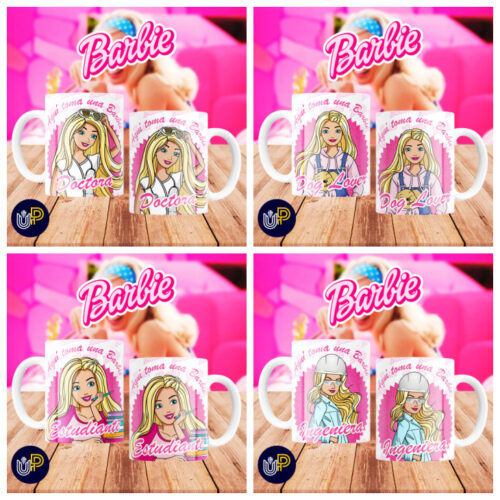 Plantillas para Tazas - Diseño Barbie Profesiones. - Imagen 2