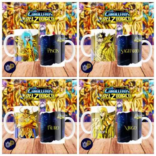 Plantillas para Tazas - Diseño Los Caballeros del Zodíaco. - Imagen 2