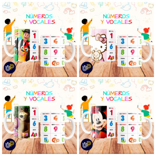 Plantillas para Tazas - Diseño Números y Vocales. - Imagen 2