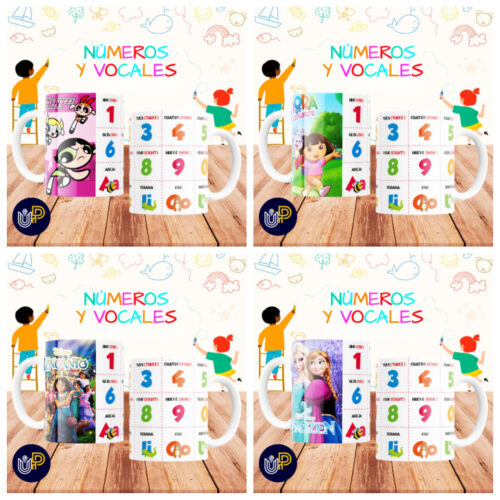 Plantillas para Tazas - Diseño Números y Vocales. - Imagen 3