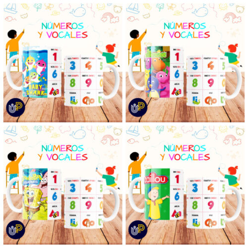 Plantillas para Tazas - Diseño Números y Vocales. - Imagen 4