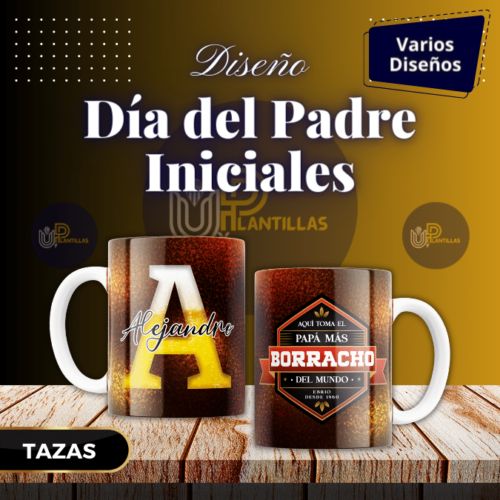 Plantillas para Tazas - Diseño Día del Padre Iniciales.
