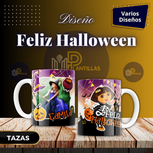 Plantillas para Tazas - Diseño Felíz Halloween.