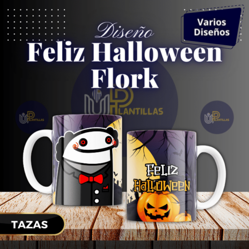 Plantillas para Tazas - Diseño Felíz Halowwen Flork.