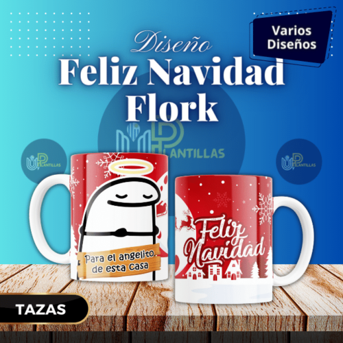 Plantillas para Tazas - Diseño Felíz Navidad Flork.