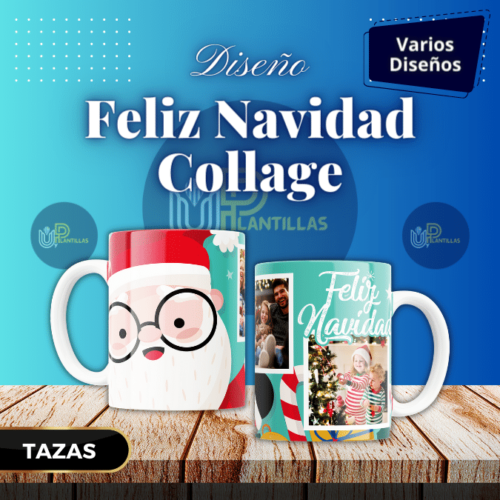 Plantillas para Tazas - Diseño Felíz Navidad Collage.