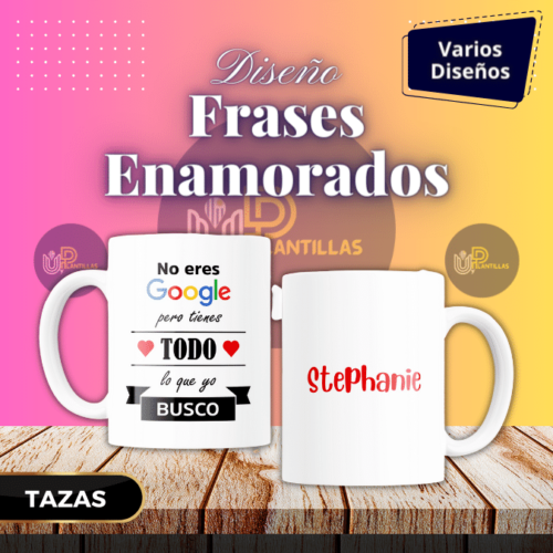 Plantillas para Tazas - Diseño Frases Enamorados.