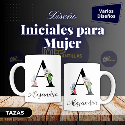 Plantillas para Tazas - Diseño Iniciales para Mujer