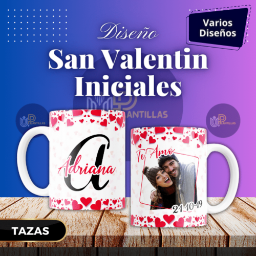 Plantillas para Tazas - Diseño San Valentin Iniciales.