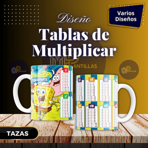 Plantillas para Tazas - Diseño Tablas de Multiplicar.