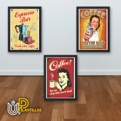 Plantillas para Cuadros - Diseño Retro Café. - Imagen 2