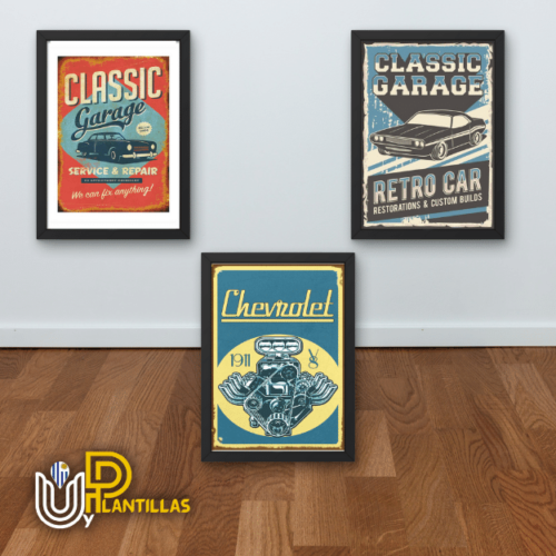 Plantillas para Cuadros - Diseño Retro Garage. - Imagen 3