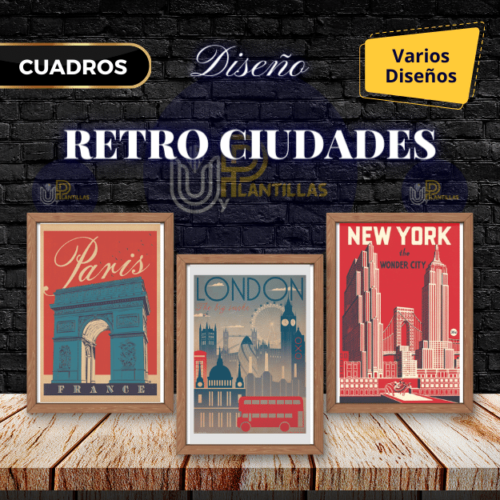 Plantillas para Cuadros - Diseño Retro Ciudades.