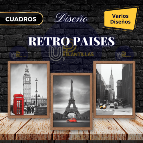 Plantillas para Cuadros - Diseño Retro Paises.